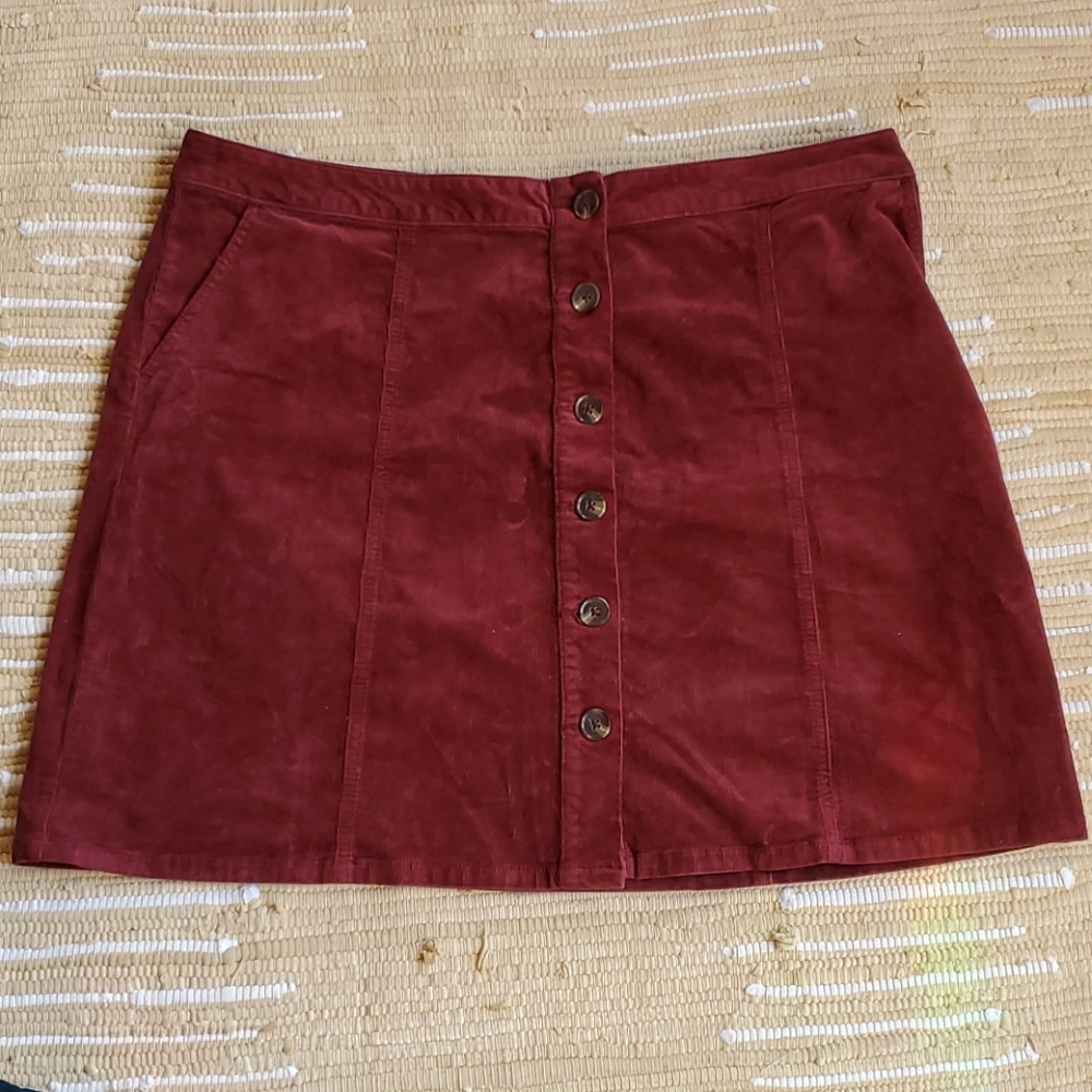 Red corduroy skirt